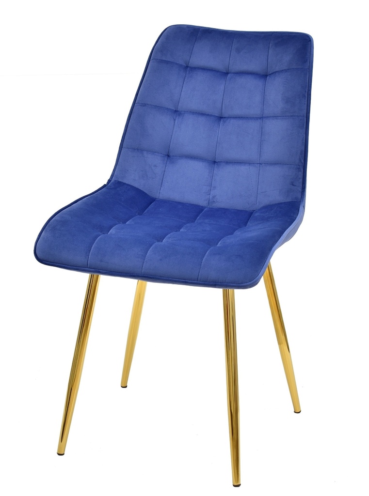 [546.SGILDATAZ] Silla GILDA, metal, dorado, tejido velvet azul