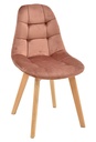 Silla LORENA, madera, tapizada velvet rosa coral