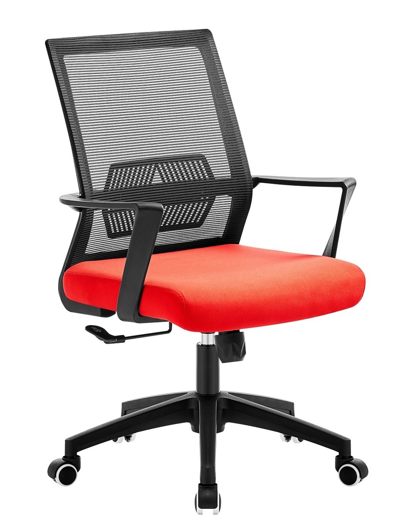 [794.SRISNNRO] Sillón de oficina RISLEY, negro, malla negra, tejido rojo