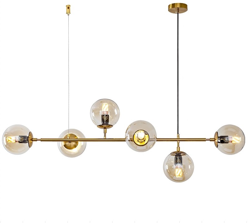 [875.LCALHENA6] Lámpara ALHENA, colgante, metal, cristal, 6 luces