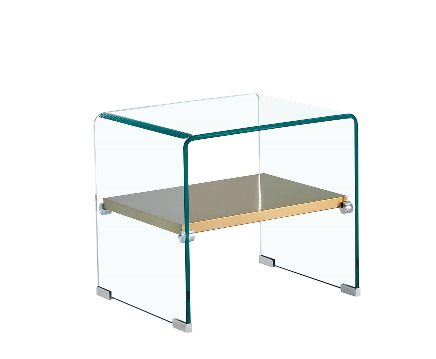 [143.MBPOIT50] Mesa POITIERS, baja, estante, cristal, 50 x 40 cms