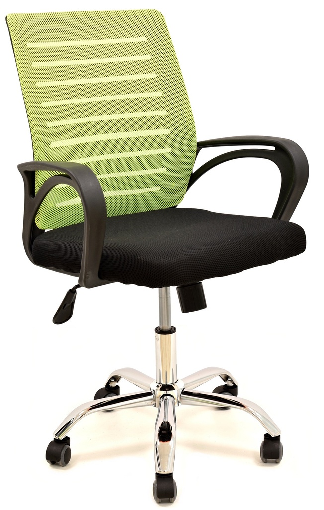 [762.SSUNGVPNE] Sillón de oficina SUNSET, negro,regulación de altura, basculante, malla verde pistacho, tejido negro