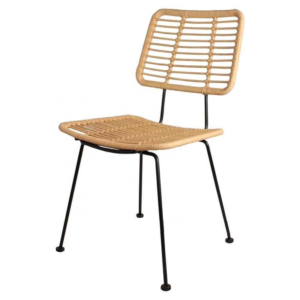 [561.SSUMBE] Silla SUMATRA, metal, ratán beige