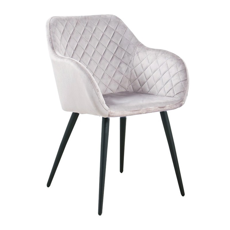 [594.SROLVE13] Sillón ROLANDO, metal, tapizado velvet 13 gris claro