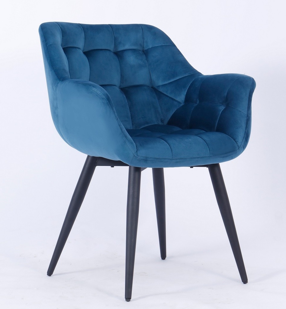 [594.SFABVE62] Sillón FABIO, metal, tapizado velvet 62 turquesa dark