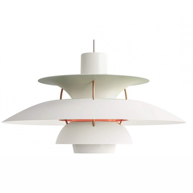 [875.LCDANISBL] Lámpara DANISH, colgante, aluminio, blanca y coral, 40 cms de diámetro