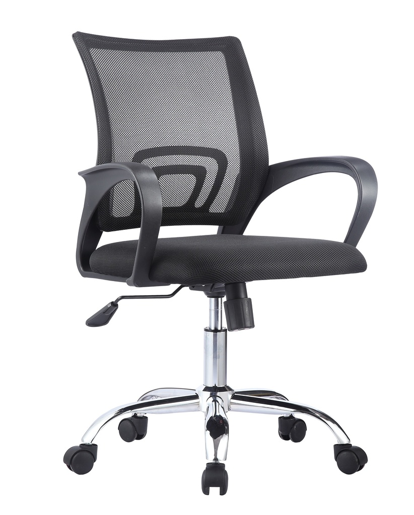 Sillón de oficina FISS NEW (M), negro, basculante, malla y tejido negro