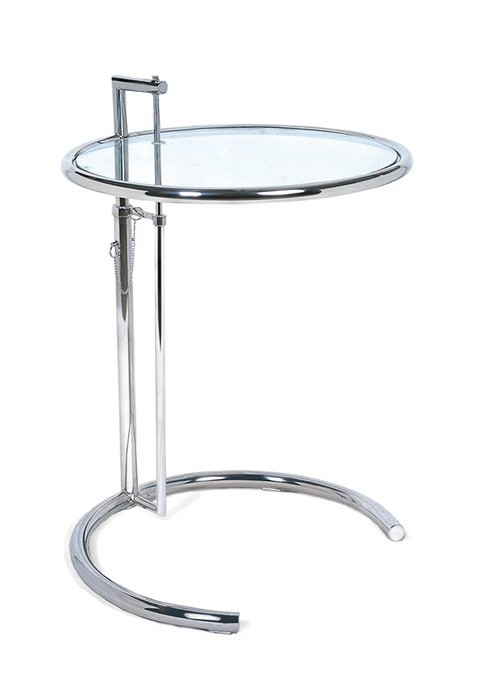 [189.MBEGNSS] Mesa EG NEW, regulable, acero inoxidable y cristal, 50 cms de diámetro