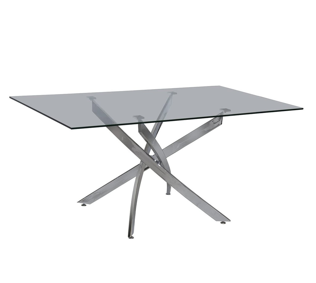 [189.MCHAN150] Mesa CHANTAL 150, cromada, cristal, 150 x 90 cms