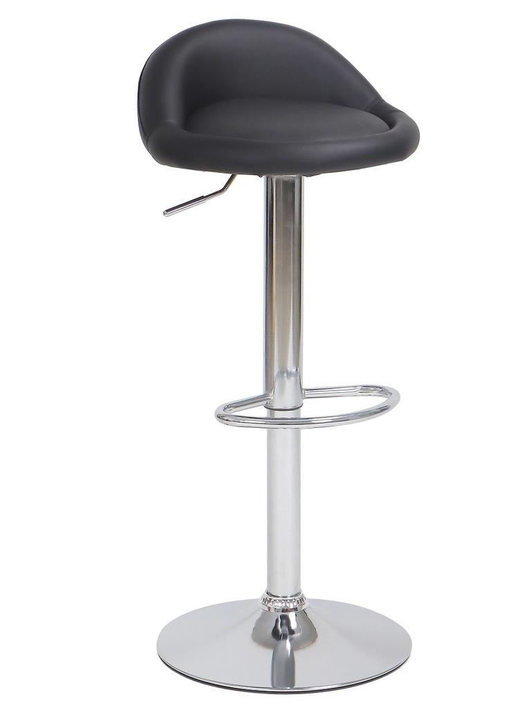 [494.TALIVSNE] Taburete ALIVERI, cromado, similpiel negra