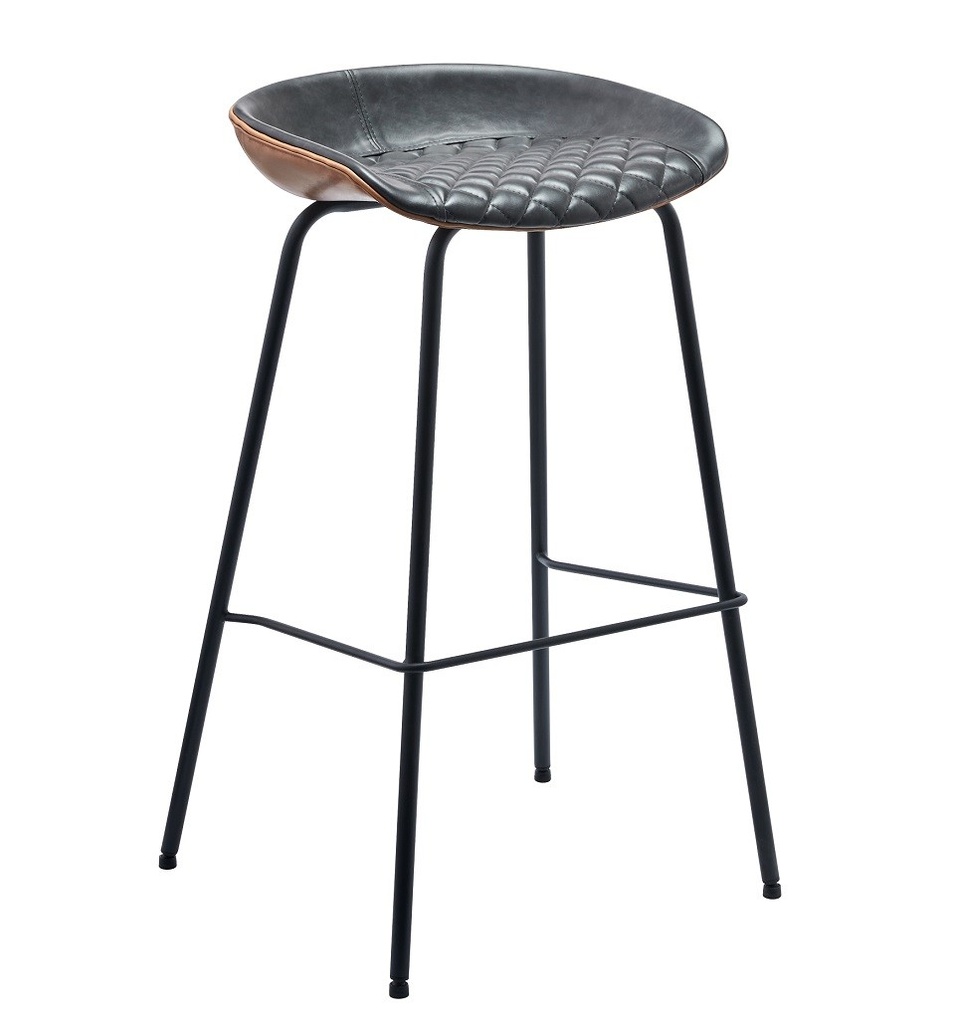 [494.TMISSMCNE] Taburete MISSOURI, metal, similpiel cuero marrón y negro