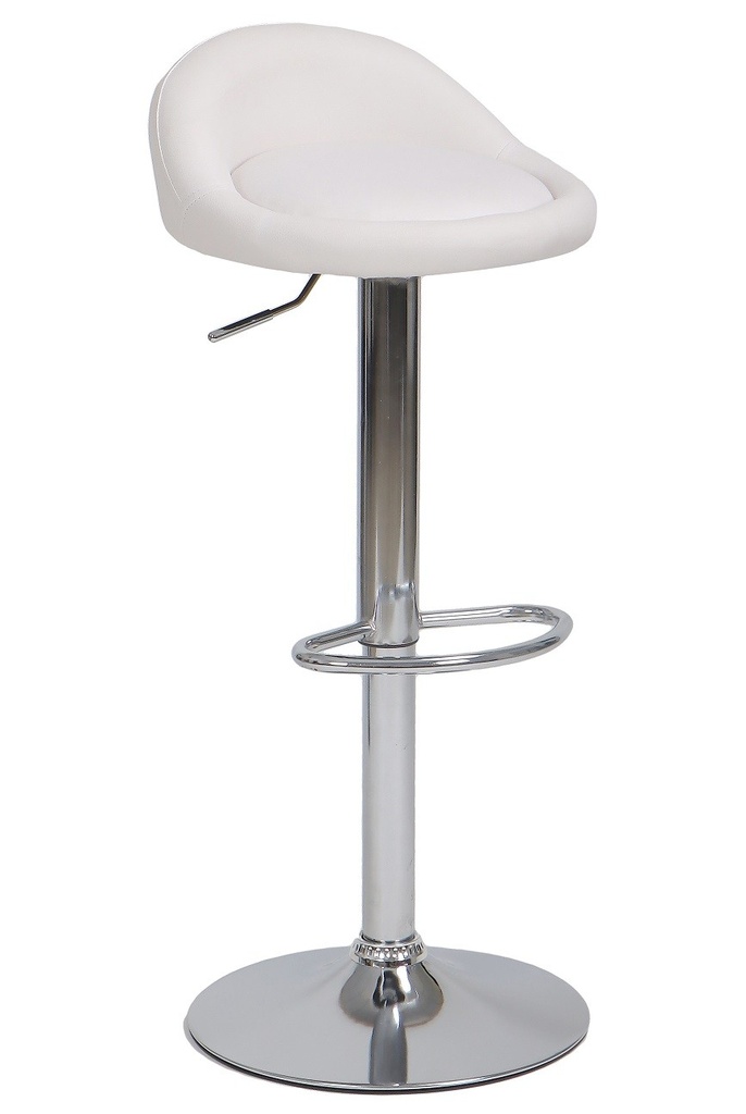 [494.TALIVSBL] Taburete ALIVERI, cromado, similpiel blanca