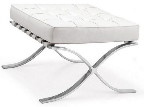 [590.OTBARSBL] Ottoman BARNA (T), acero inoxidable, similpiel blanca