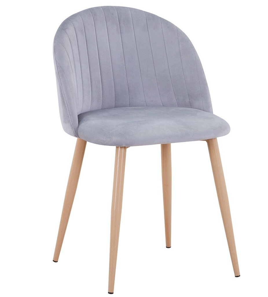 [594.SVELNGR19] Silla VELVET NEW, patas metálicas, terciopelo gris 19