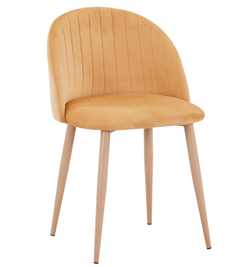 [594.SVELNAM42] Silla VELVET NEW, patas metálicas, terciopelo amarillo mostaza 42