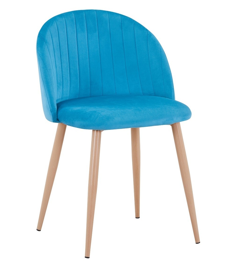 [594.SVELNTU59] Silla VELVET NEW, patas metálicas, terciopelo turquesa 59