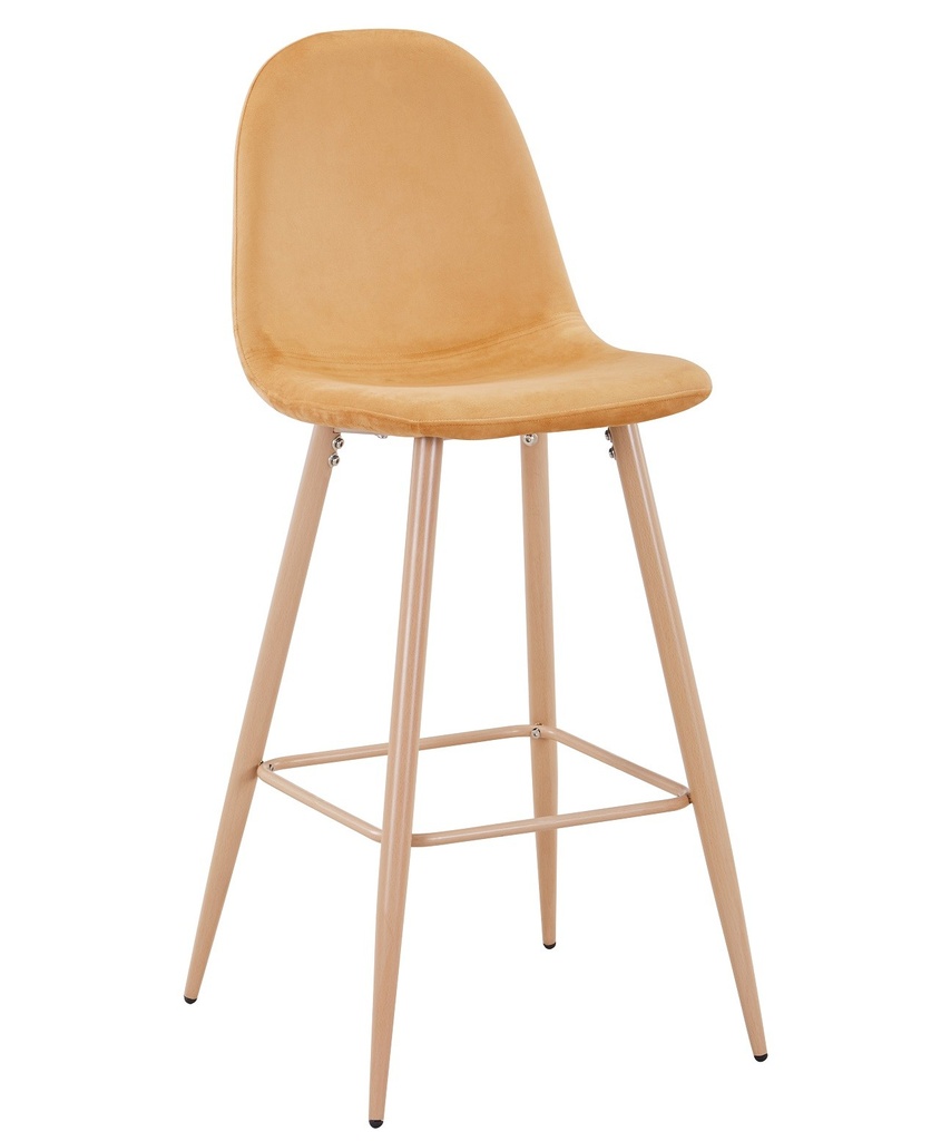 [494.TEPONAM42] Taburete EPOQUE NEW, patas metálicas, terciopelo amarillo mostaza 42