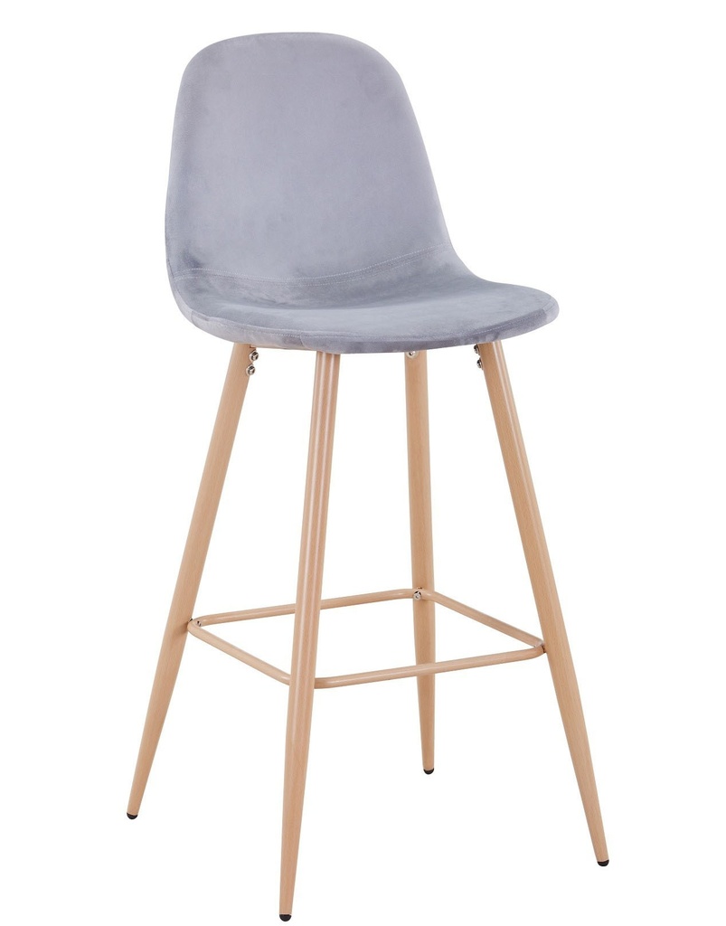 [494.TEPONGR19] Taburete EPOQUE NEW, patas metálicas, terciopelo gris 19