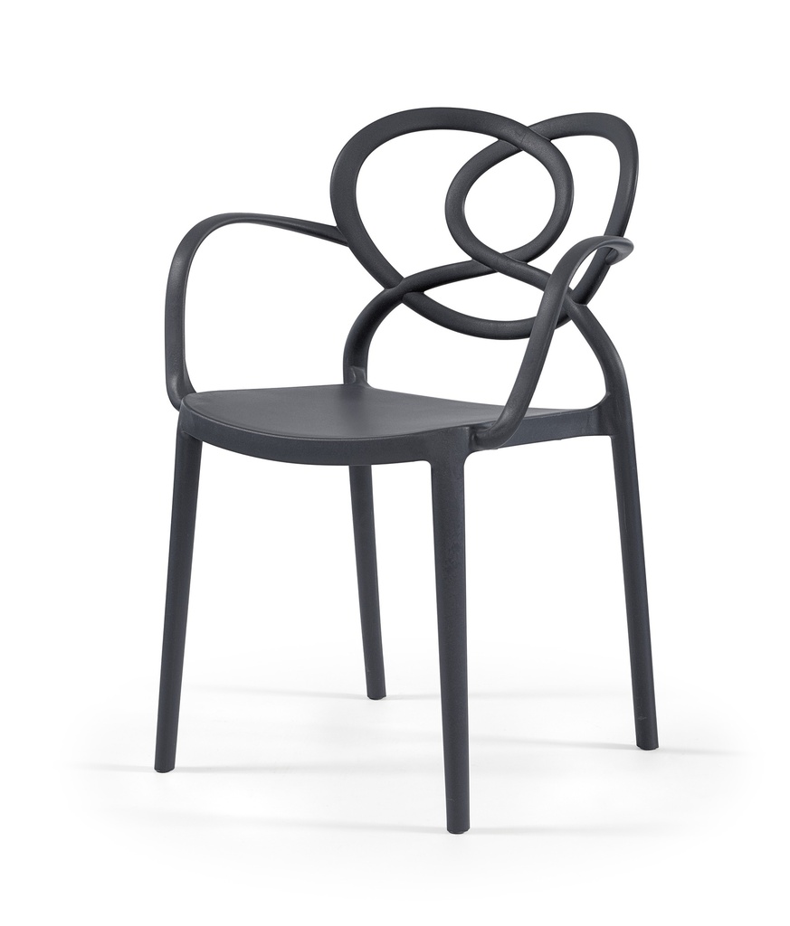 [539.SOLOVEAN] Sillón LOVE, apilable,  polipropileno antracita