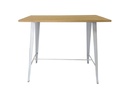 Mesa TOL, alta, acero, blanca, madera, 120x60 cms
