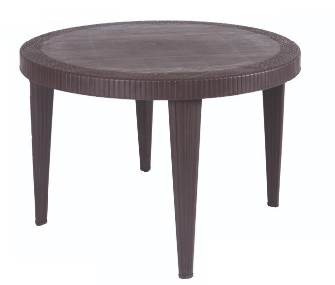 [128.MKATMB110] Mesa KATIA, polipropileno marrón chocolate, 110 cms de diámetro