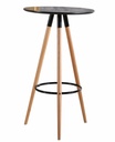 Mesa OTILIA NEW, alta, madera, tapa negra de 60 cms de diámetro
