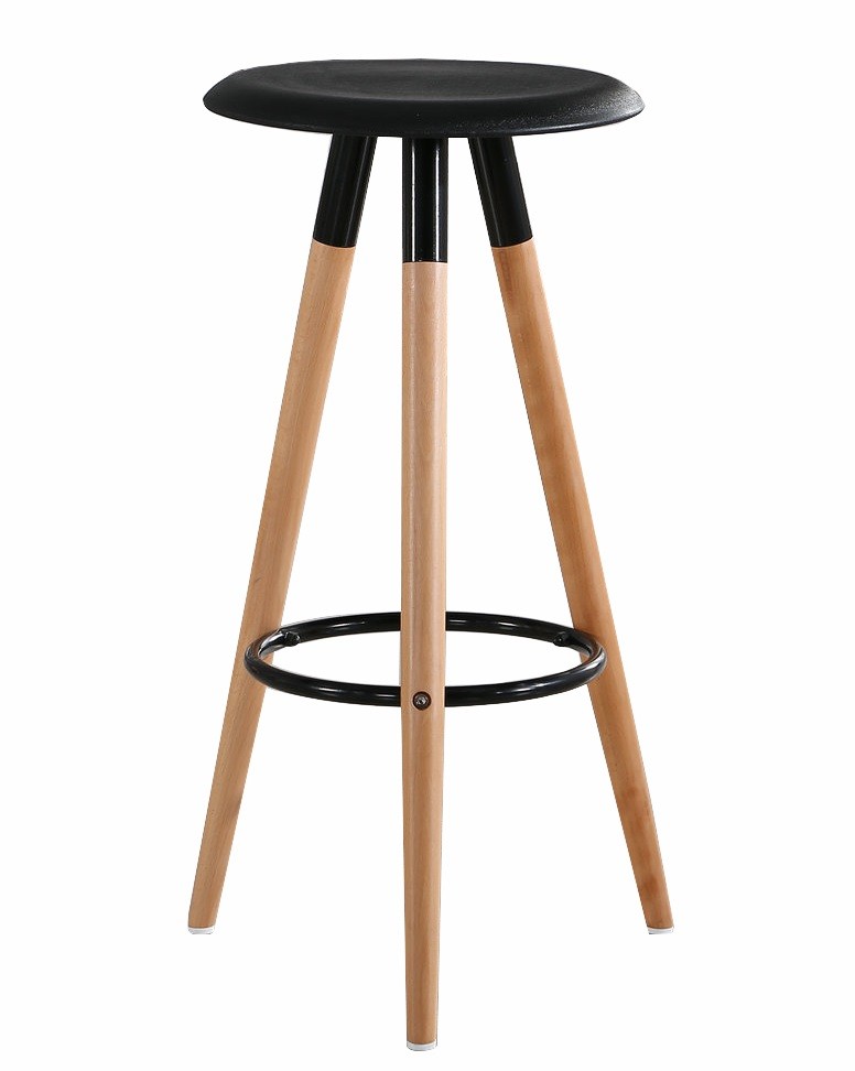 [489.TOTILINNE] Taburete OTILIO NEW, madera, polipropileno negro