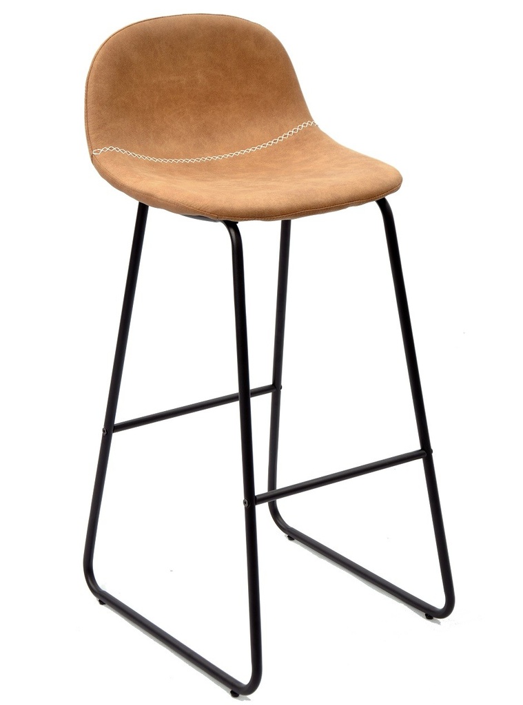 [494.TMOSNMACL] Taburete MOSS NEW, metal, similpiel marrón claro