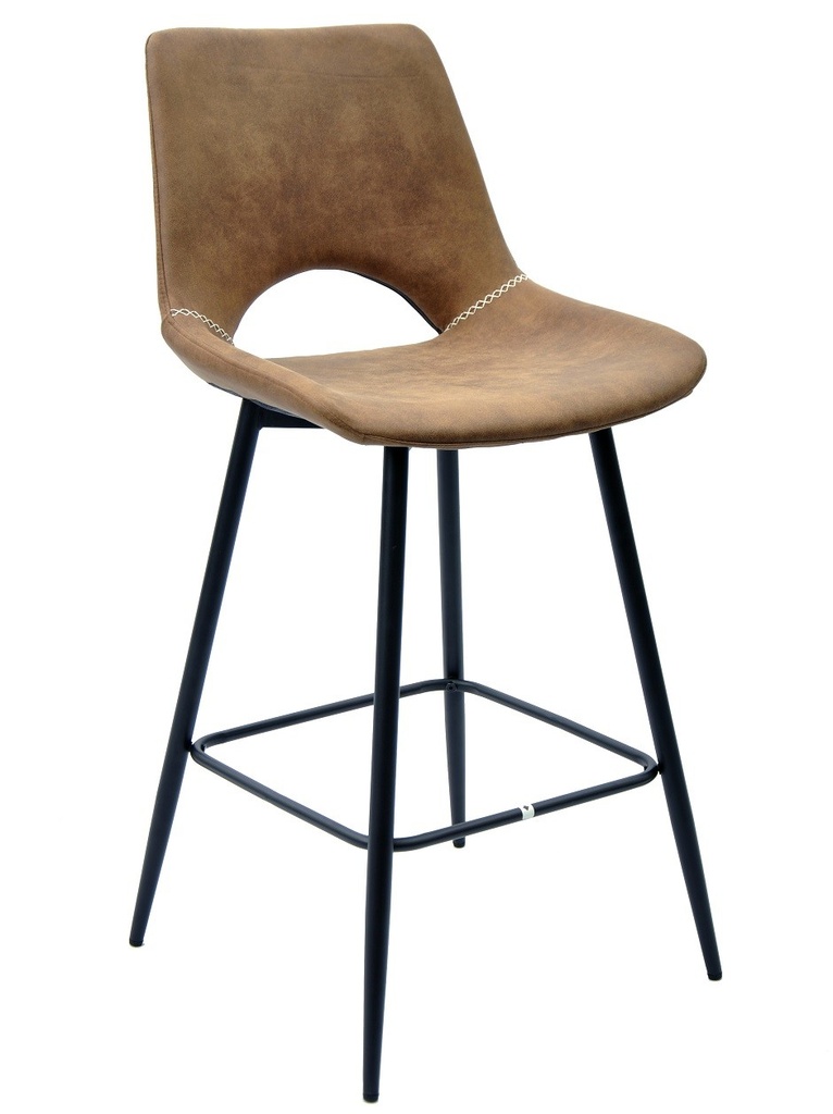 [494.TANTNMAOS] Taburete ANTIBES NEW, metal, similpiel marrón oscuro