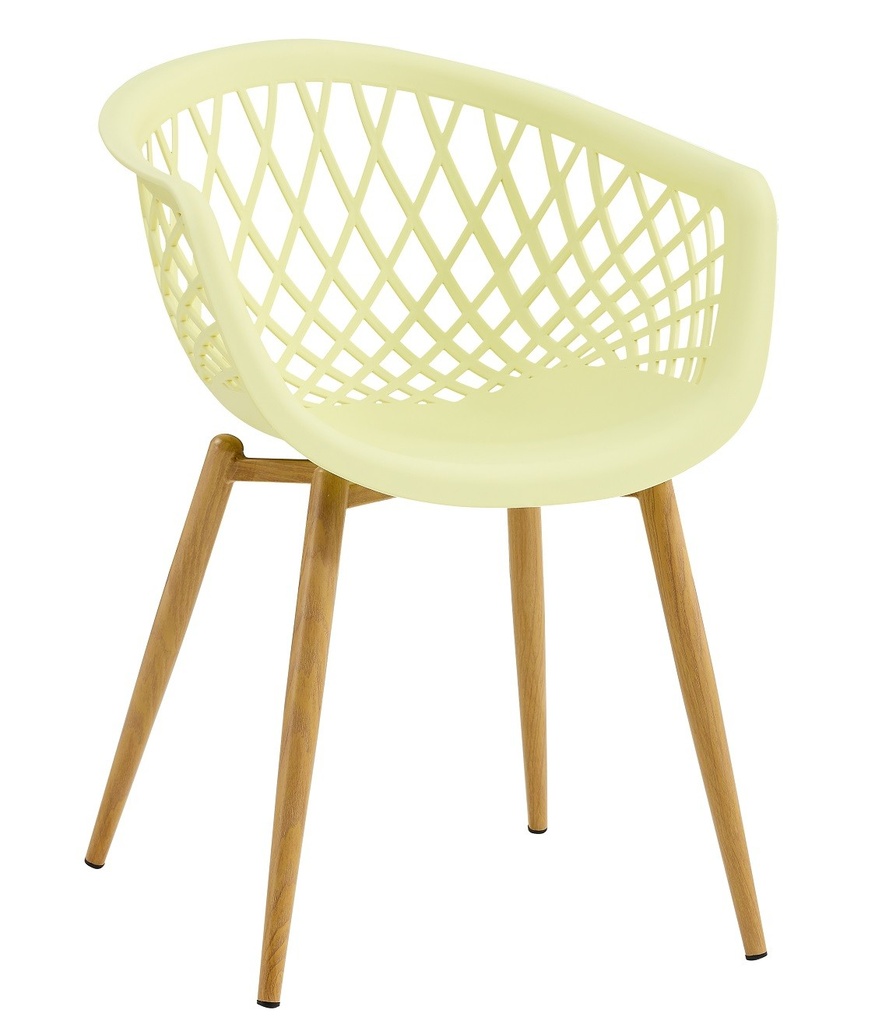 [543.SOSTRAUAP] Sillón STRAUSS, metal, polipropileno amarillo pastel