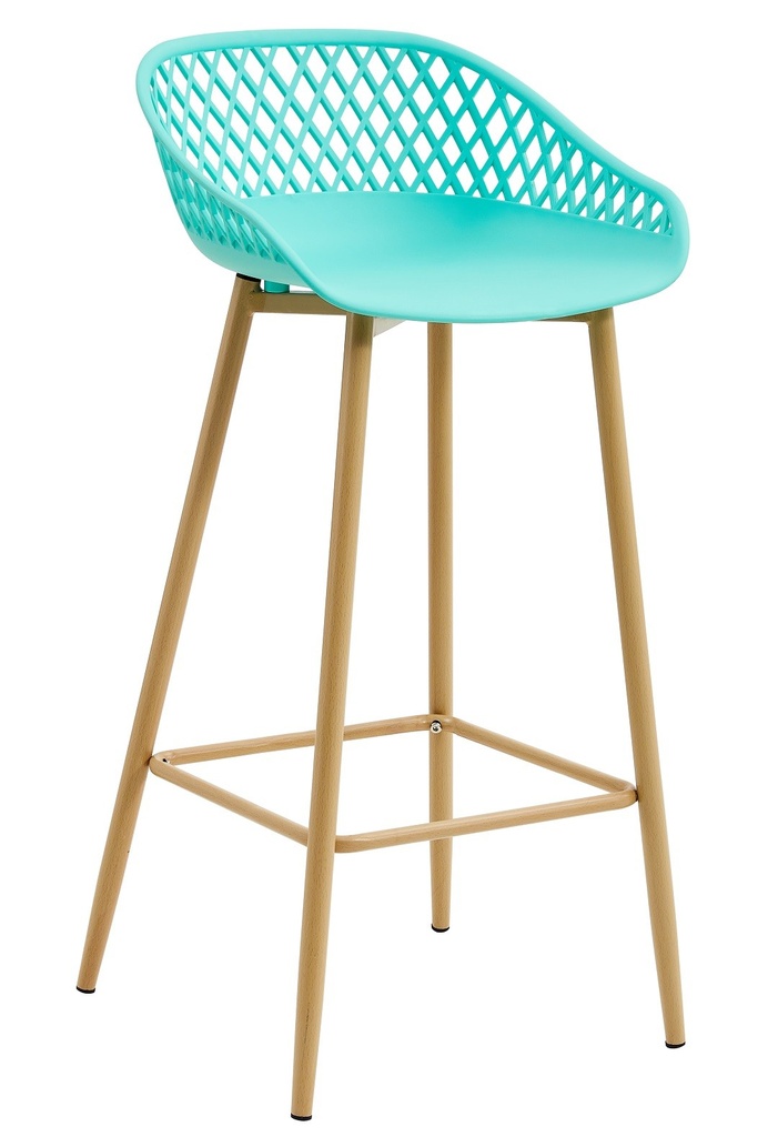 [443.TSTRAUSVP] Taburete STRAUSS, metal, polipropileno verde pastel