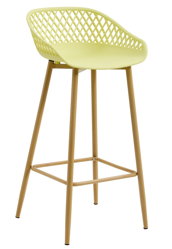 [443.TSTRAUSAP] Taburete STRAUSS, metal, polipropileno amarillo pastel