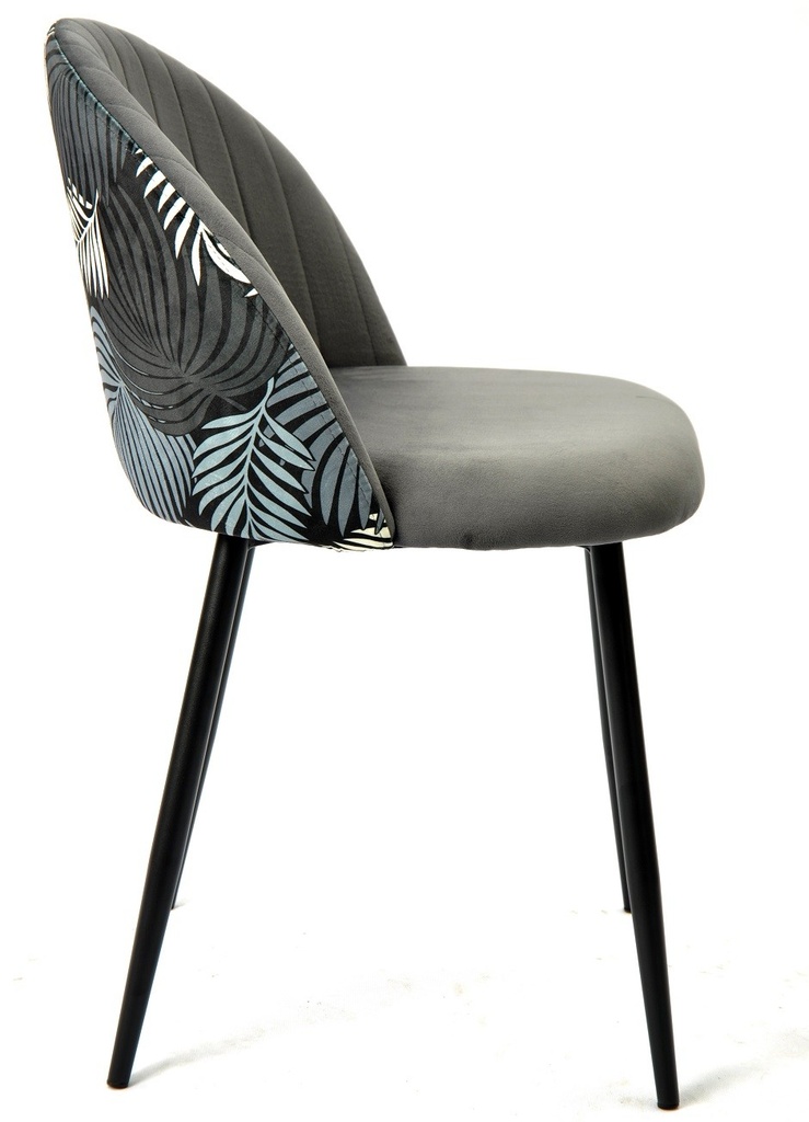 [594.SFLGGR21] Silla FLORAL, metal, tapizado velvet gris con trasera floral a juego