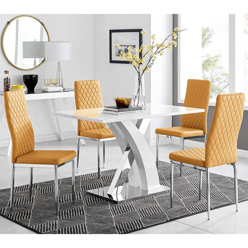 [542.SPENECROC] Silla PENÉLOPE, cromada, tapizada similpiel ocre