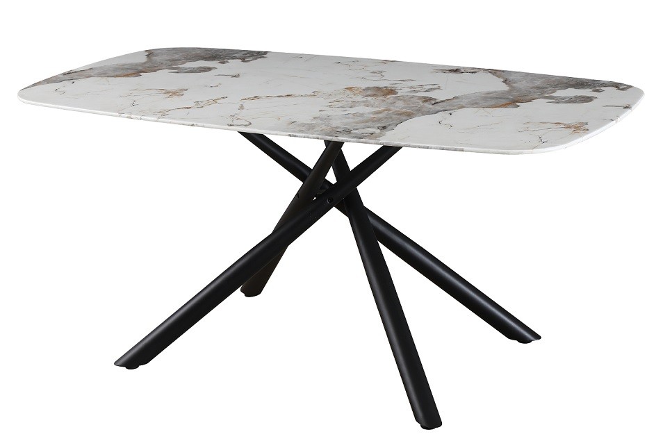 [189.MJAZNE160] Mesa JAZZ, metal negro, tapa de cristal templado, 160x90 cms