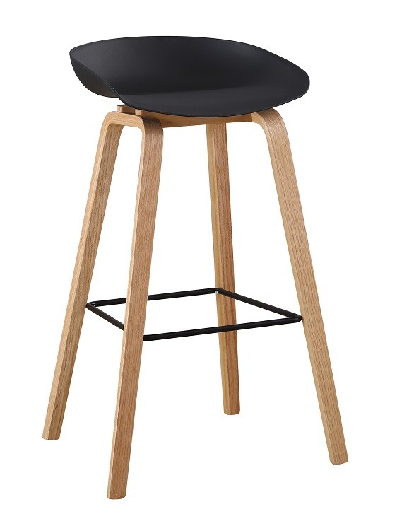 [489.TAWANE] Taburete AWAK (TO), madera curvada, asiento polipropileno negro