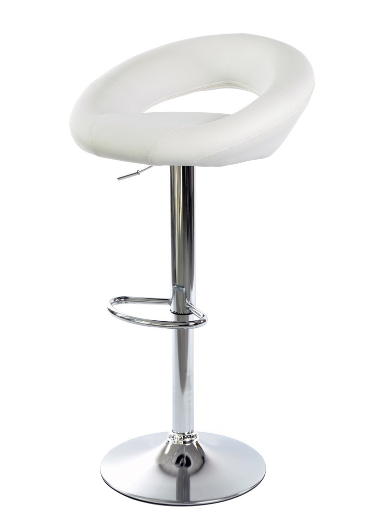 [494.TLUXUNSBL] Taburete LUXUS NEW (M), cromado, similpiel blanca