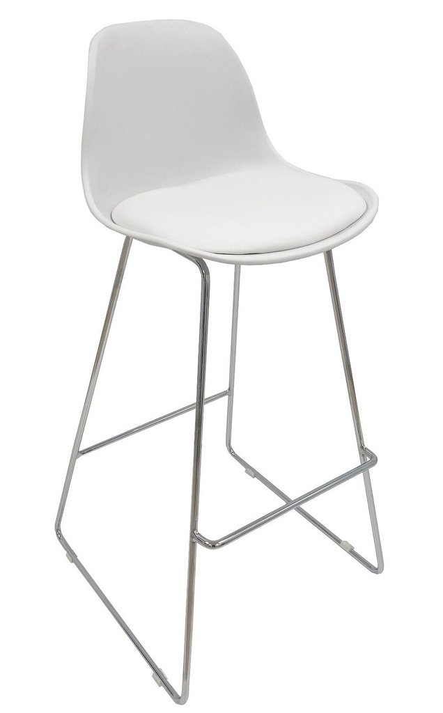 [494.TTOWFCRBB] Taburete TOW FIBB, cromado, carcasa y tapizado blanco