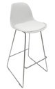 Taburete TOW FIBB, cromado, carcasa y tapizado blanco