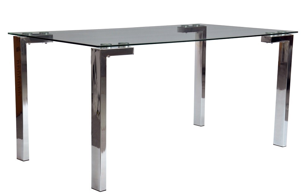 [194.MLANCR140] Mesa LAINEY 140 (M), cromada, cristal, 140x80 cms