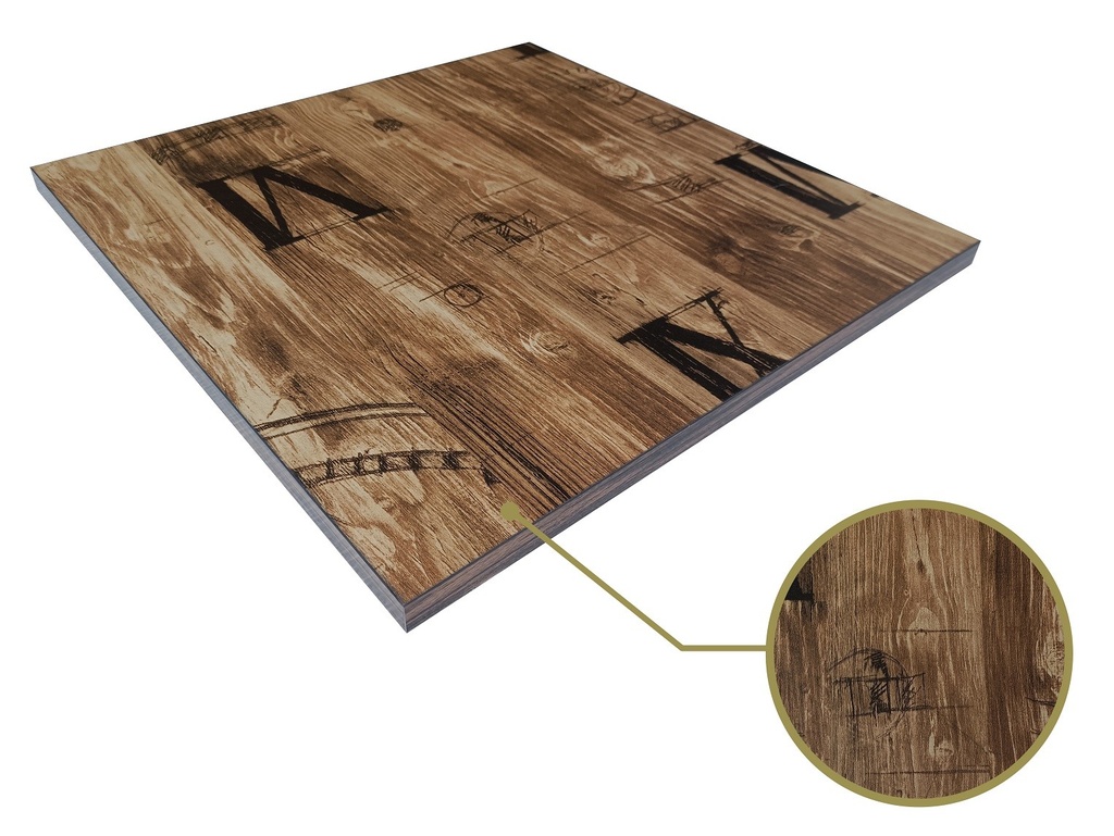 [194.T734660C] Tablero de mesa HD7346, vintage, 60 x 60 cms