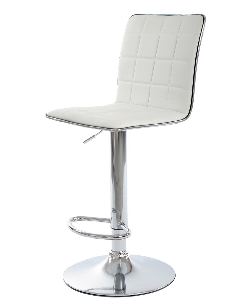 [494.TCUBBL] Taburete CUBUS ( M ), cromado, similpiel blanca