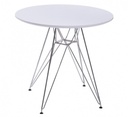 Mesa STAR, cromada, tapa blanca, 80 cms de diámetro