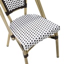 Silla PARIS, apilable, aluminio, ratán blanco y marrón