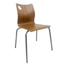Silla AMELIE, apilable, acero inoxidable, asiento laminado HPL, color nogal