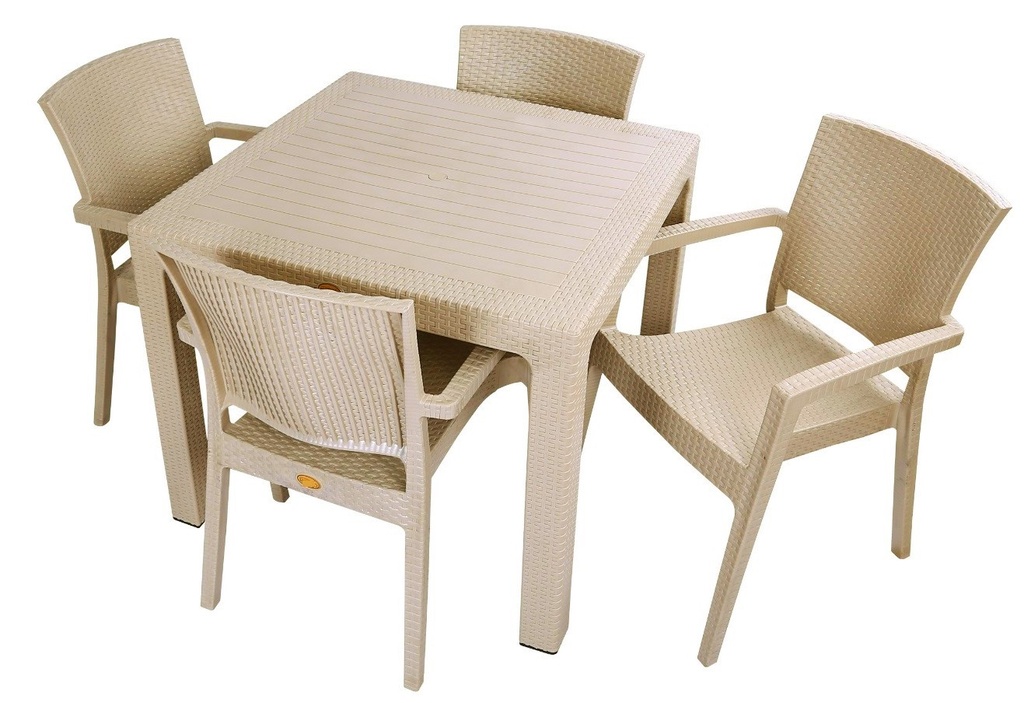 [177.MMIJA90CA] Mesa MIJAS, polipropileno capuccino, 90 x 90 cms