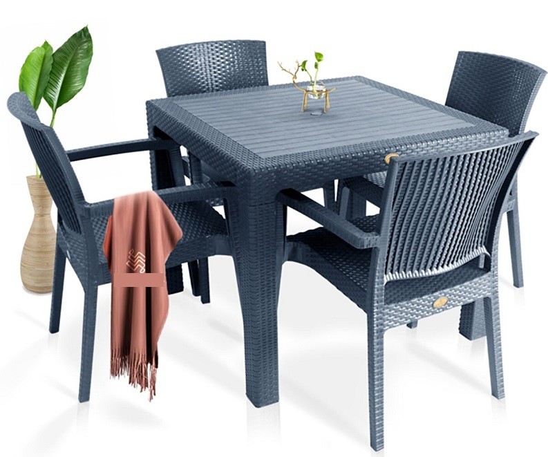 [177.MMIJA90GO] Mesa MIJAS, polipropileno gris oscuro, 90 x 90 cms