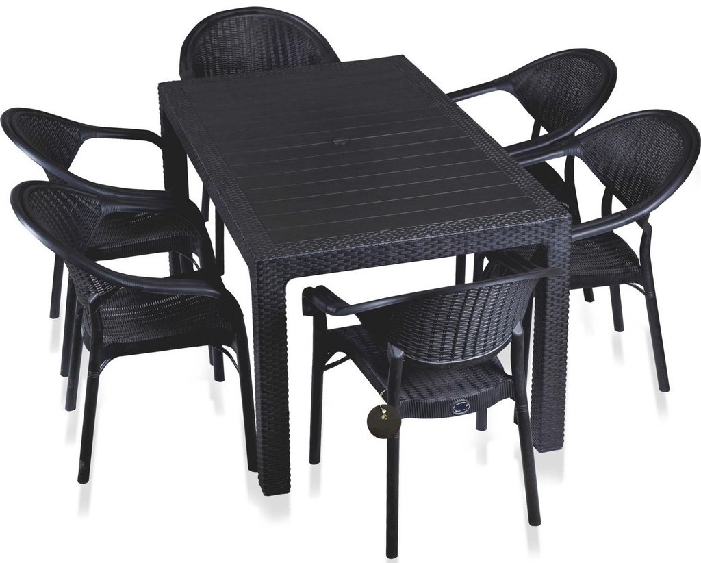Mesa MIJAS, polipropileno negro, 150 x 90 cms