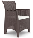 Sillón ILEÓN, polipropileno marrón chocolate, cojín beige