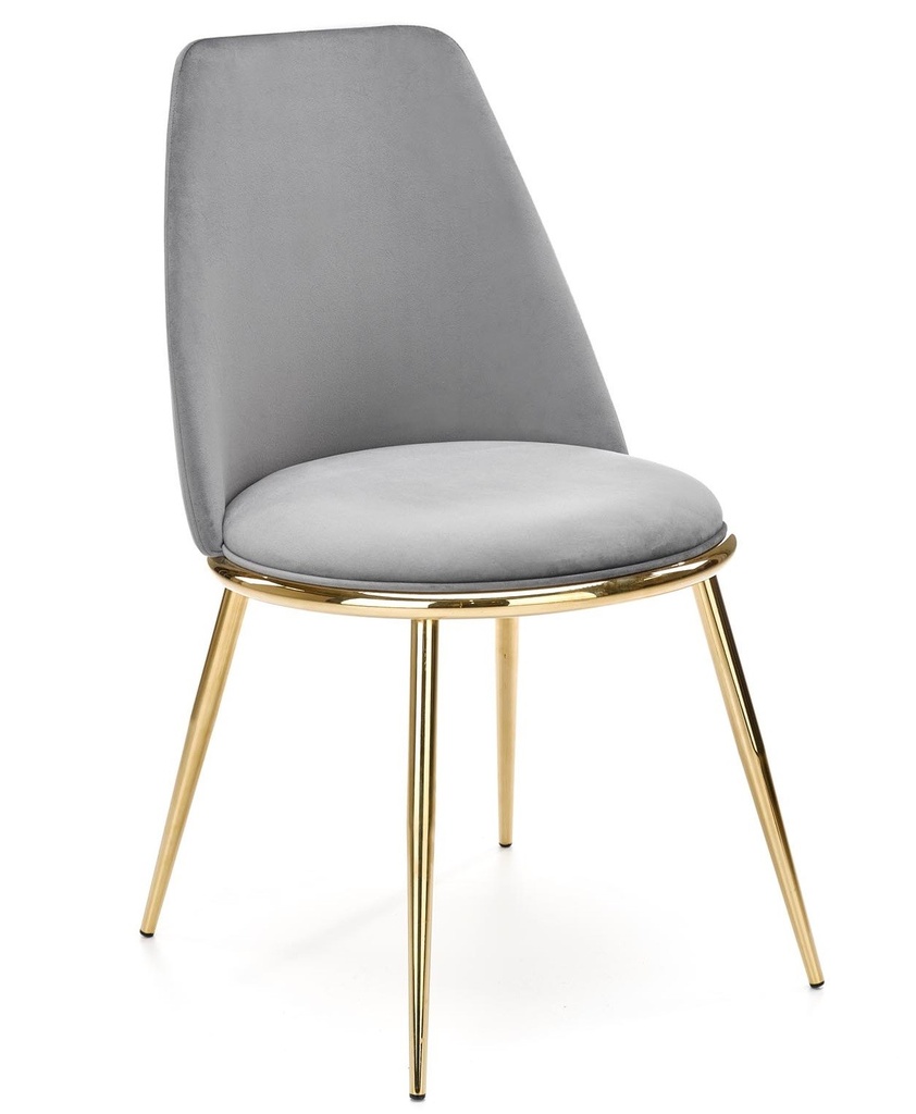 [594.STAVIG19] Silla TAVIRA, metal, cromado dorado, tapizado velvet gris